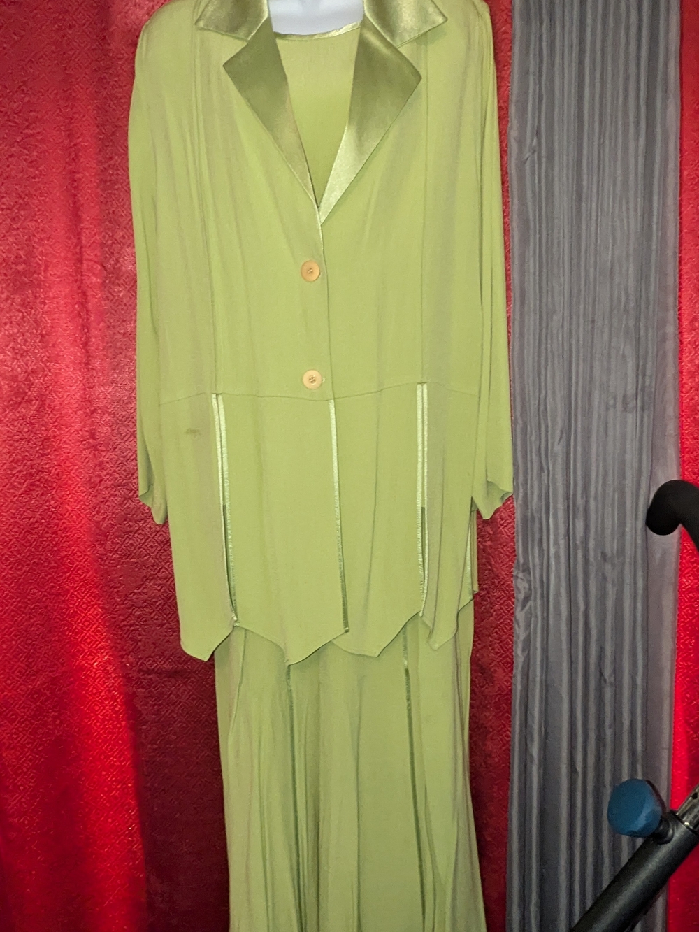 Lime Green Draped Three-Piece Ensemble